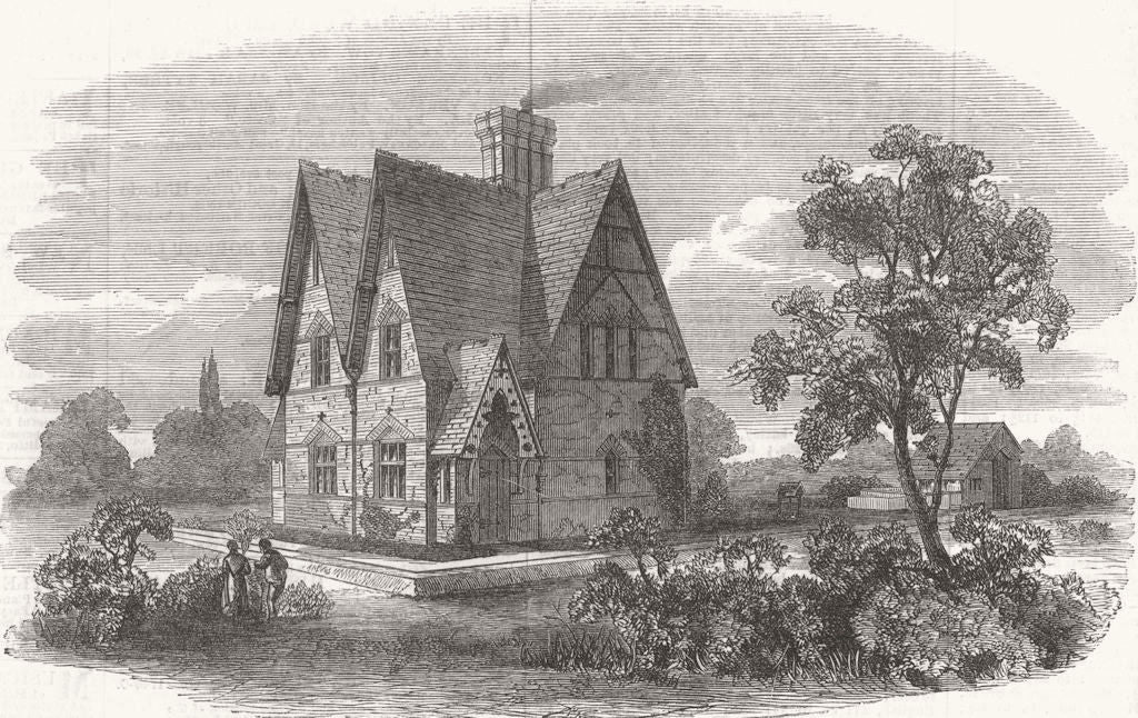 DERBYSHIRE. Model cottages for labourers, at Sudbury, near Derby 1869 print